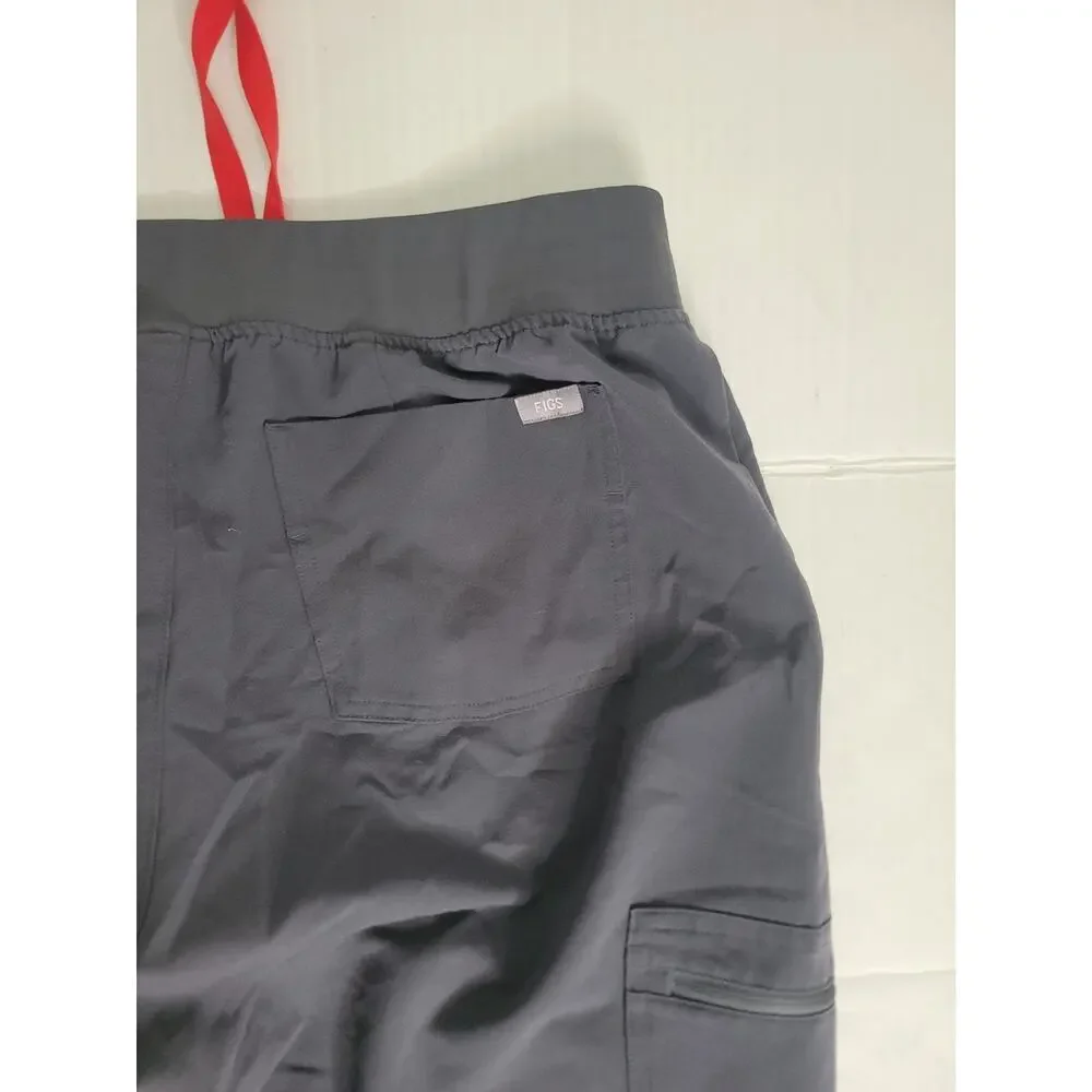 Figs Zamora Gray Joggers with Red Drawstring Sz Large Womens